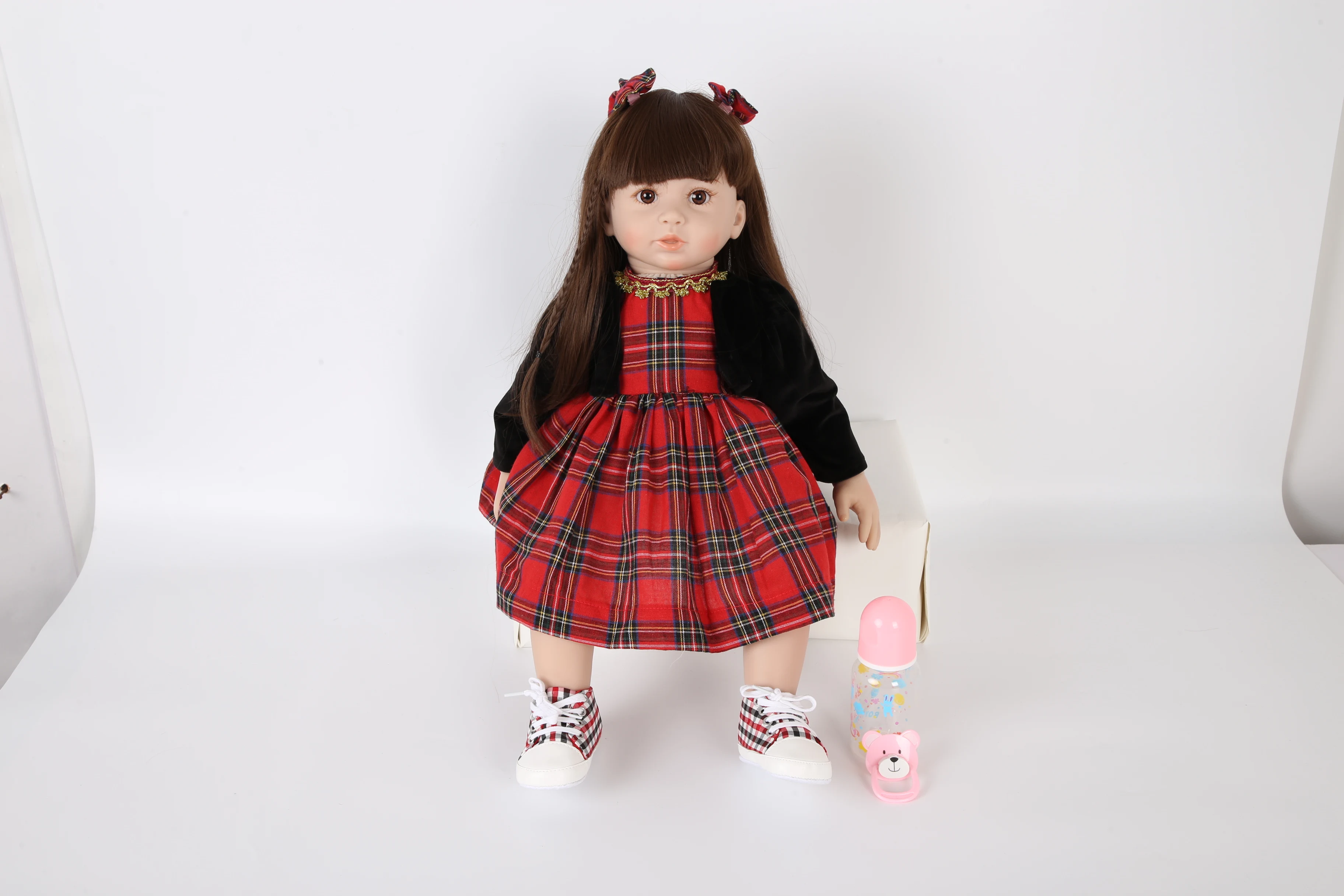 Мягкая силиконовая кукла младенец 60 см реальная реборн с длинными волосами для