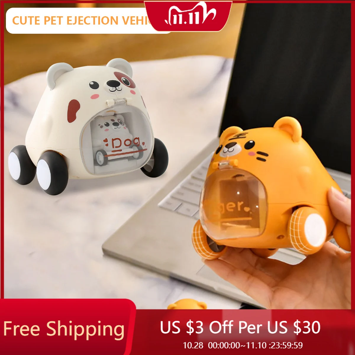 

NEW Cartoon Cute Animal Catapult Car Children'S Toy Inertia Pull Back Cars Early Educational Toys For Children Kids Baby Gift