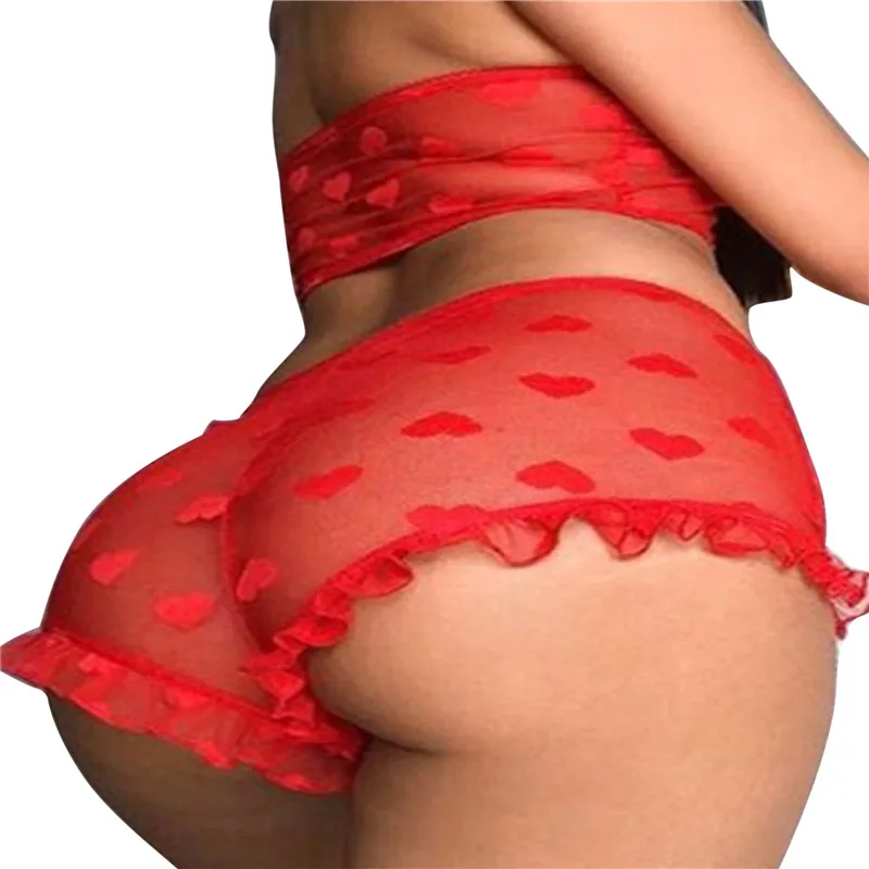 

Women Ladies Sexy Heart Pattern Mesh See-through Shorts Sexy Lingerie for Women Ladies Exotic Apparel