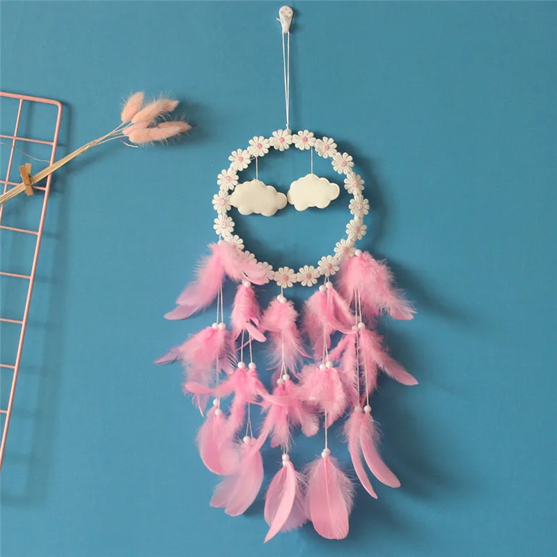 

Pink Clouds Dreamcatcher Wall Hanging Pendant For Kids Room Decoration Girls Bedroom Clouds Dream Catcher Wind Chimes Ornament