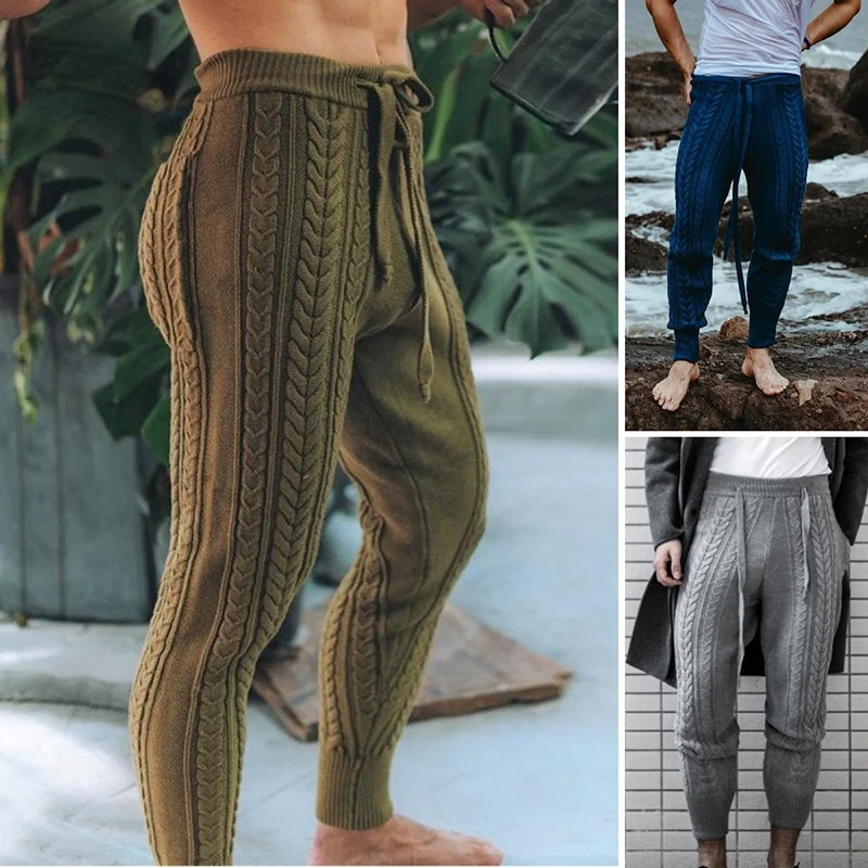 

Мужские брюки, осень 2021, облегающие трикотажные модные мужские брюки, брюки-карандаш, шерстяные трикотажные брюки до щиколотки, женские брюки