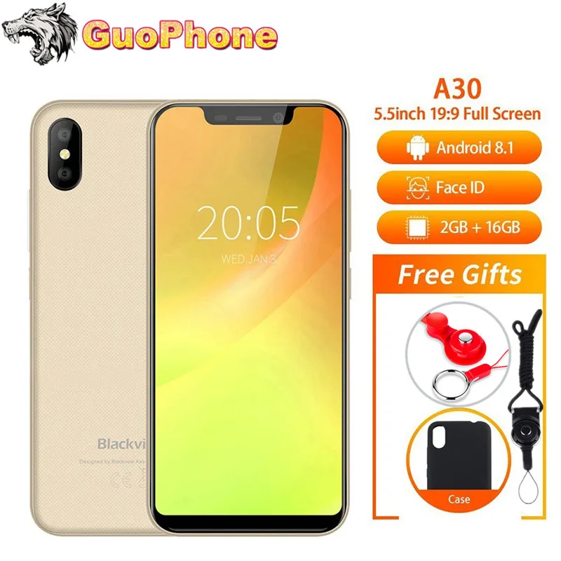 BLACKVIEW A30 телефон 5 &quot19:9 полный Экран MTK6580A 4 ядра Android 8 1 2 ГБ + 16 Гб Две сим карты Face ID