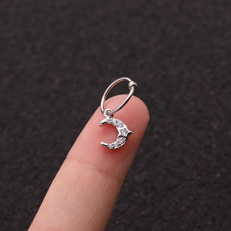 1 шт. милые маленькие круглые подвески в форме Креста сердца Луны пирсинг для