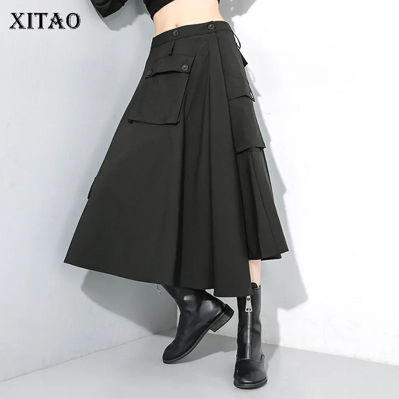 XITAO необычная черная юбка модная новинка 2019 зимняя Элегантная Маленькая