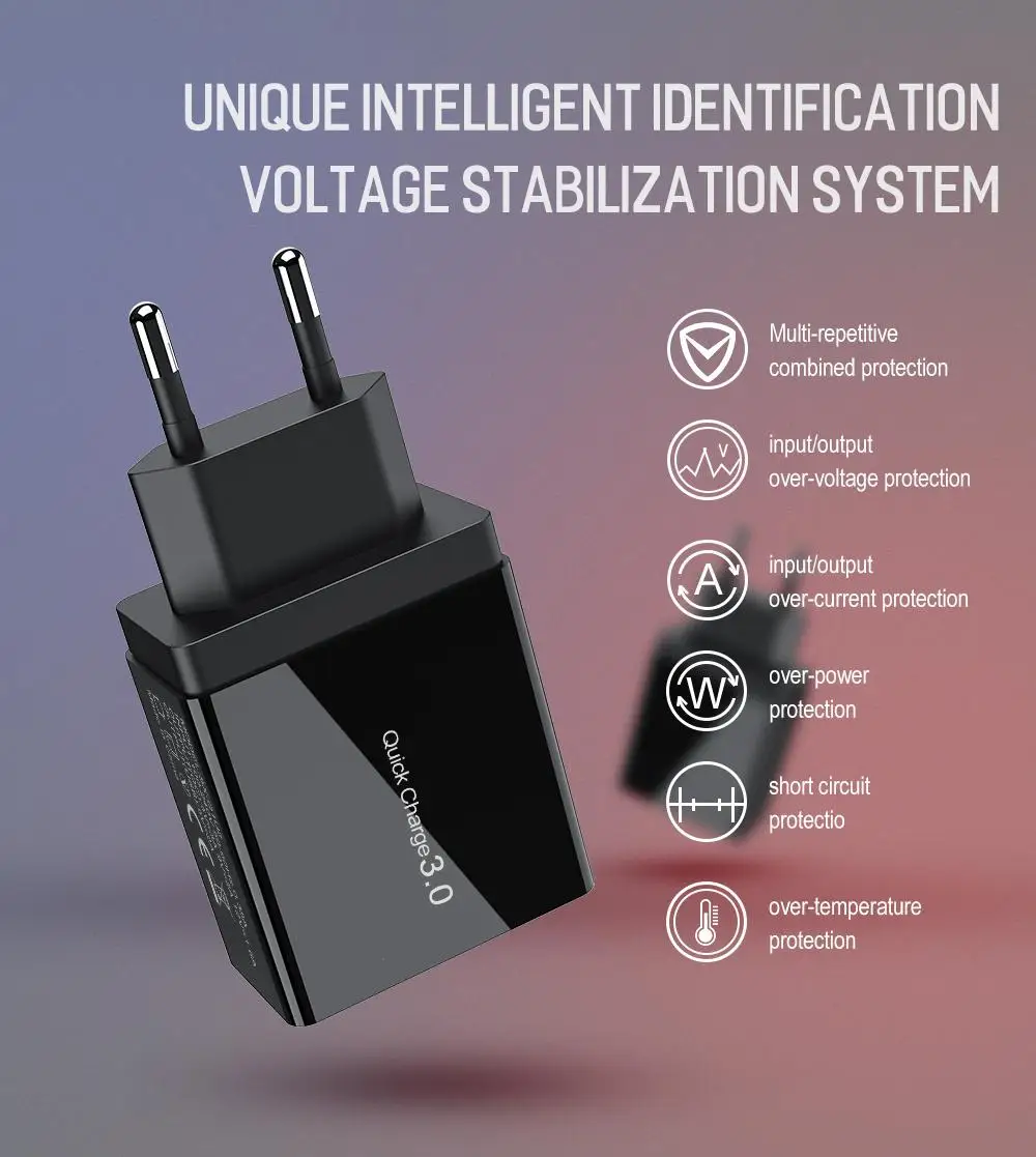 ROCK QC 3,0 30 Вт 3 USB зарядное устройство для быстрой зарядки телефона светодиодный дисплей для iPhone Xiaomi samsung huawei 3 порта Быстрый Настенный адаптер Turbo