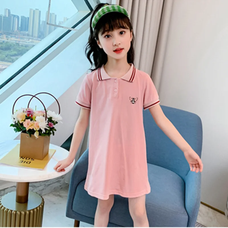 

2021 Summer Pink Tshirt Loose Harajuku Sweat Short Sleeve Top Girls Kids Polo T Shirt for Women Cute Bee Cotton T Shirt