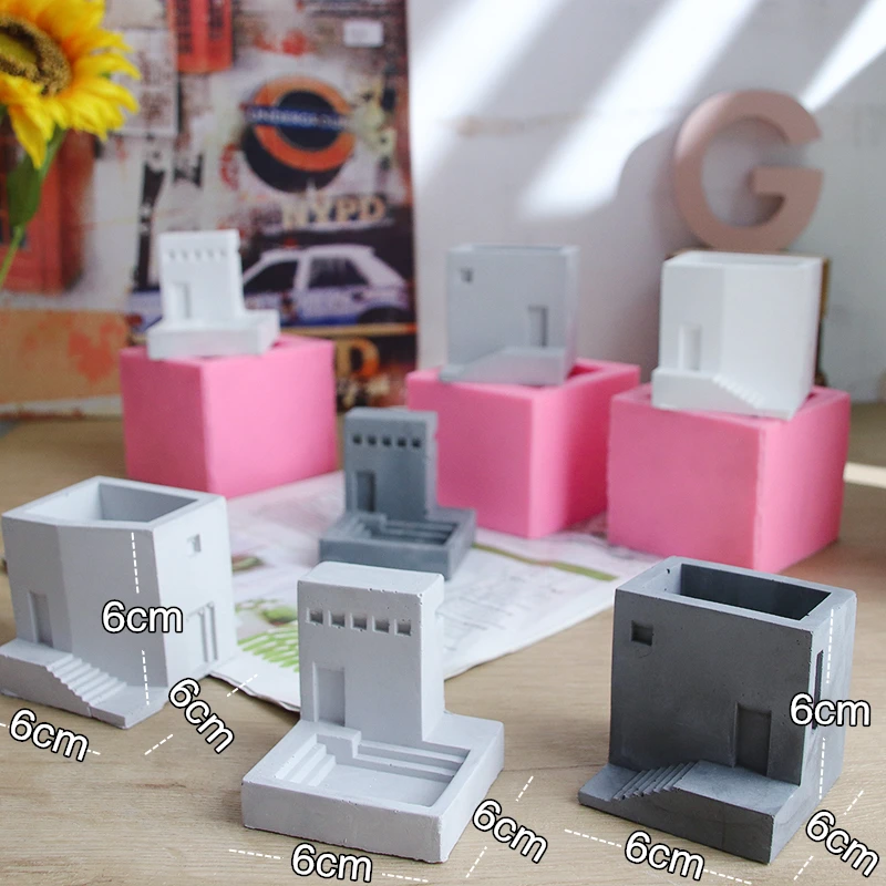 DIY лестницы квадратная цементная глина форма поверхность сочные растения