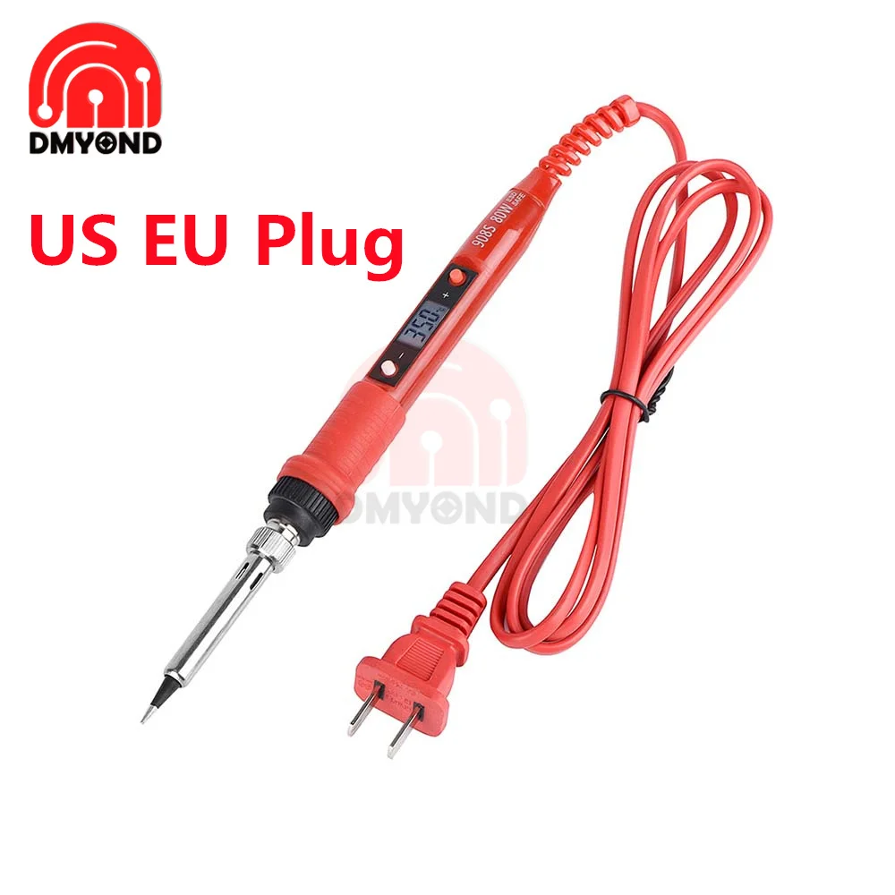 

220V 110V 80W Electric Soldering Iron 908S LCD Digital Display Adjustable Temperature Soldering Iron Tips US EU Plug