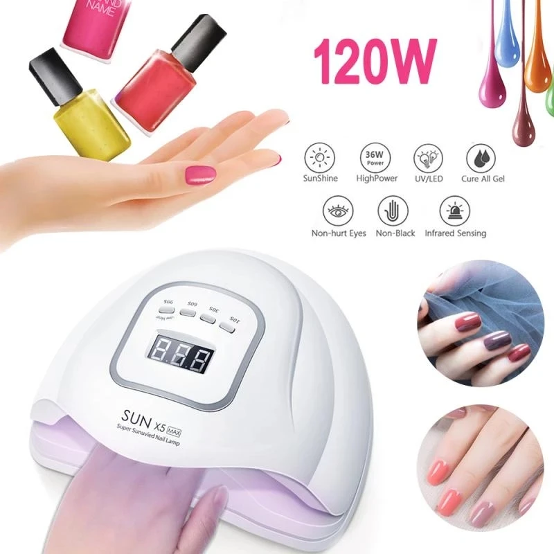 

Nail Dryer Cure Manicure Nail Machine Nail Art Tools White SUN X5 MAX Lamp 120W Nail UV LED Lamp Gel