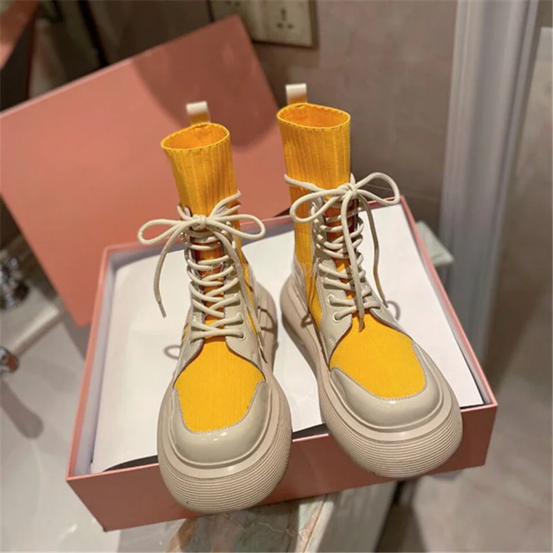 

High Quality Women Boots Ankle Boots Cow Leather Brand Genuine Spring Autumn Round Toe Increasing Leisure Lace Up Ladies Shoes