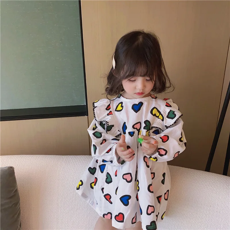 2020 платье принцессы для девочек с длинными рукавами и принтом Dess Love милое белое