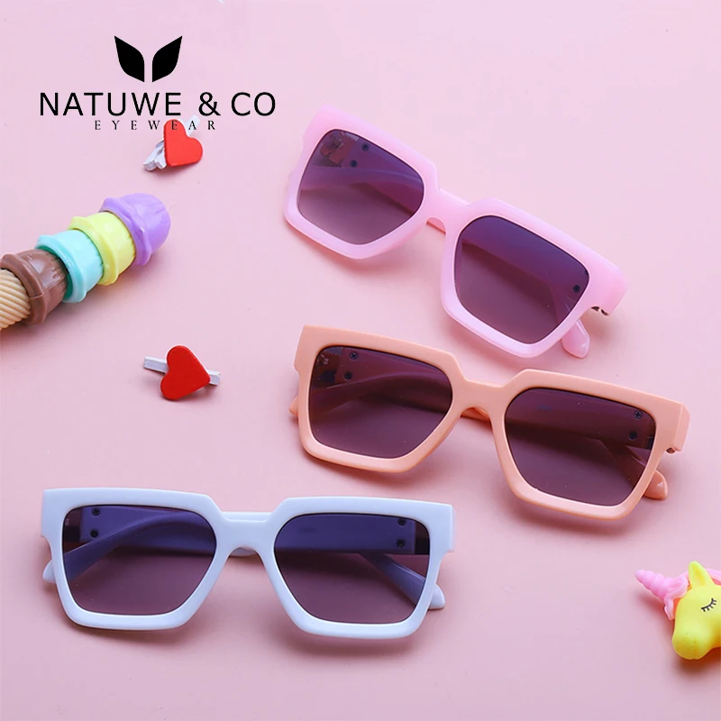 Children Square Fashion PC UV400 Rimless Kids Pink Heart Sunglasses 2021