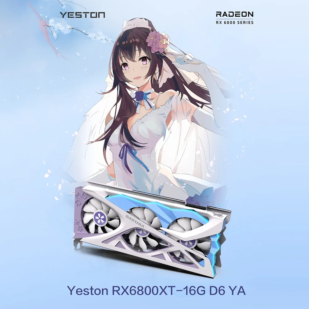 Игровая видеокарта Yeston RX6800XT-16G D6 YA с 16G/256bit/GDDR6 двойной светильник эффектом DP + HD Type-C