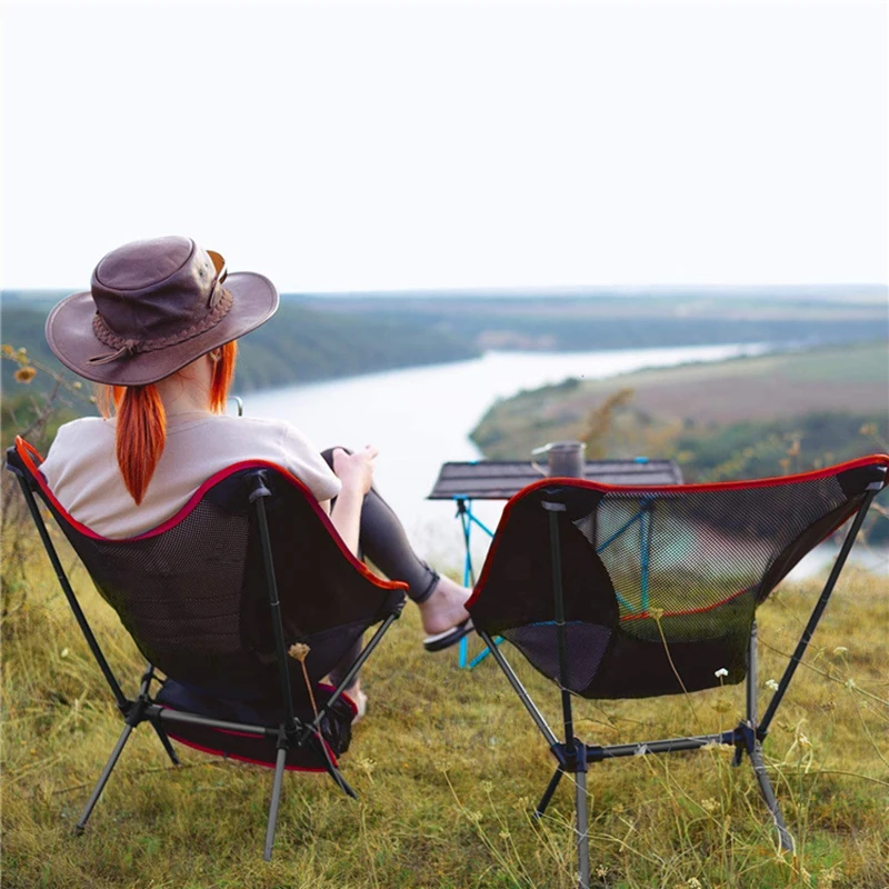 구매 여행 초경량 접이식 의자 야외 휴대용 캠핑 의자 낚시 바베큐 비치 베어링 130KG 및 T8, 스토리지 가방 포함