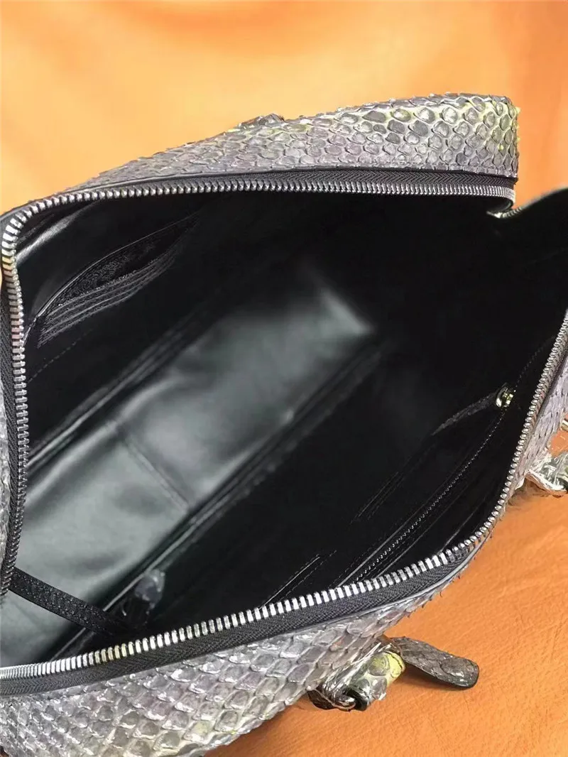 Business Style Genuine Python Leather Zipper Closure Men's Large Portfolio Handbag Authentic Snakeskin Male Laptop Briefcase