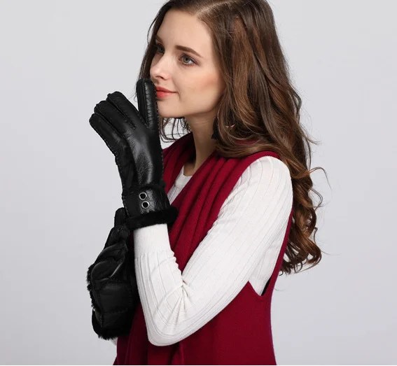 Женские перчатки из натуральной кожи 2019 теплые зимние козьей ветрозащитные