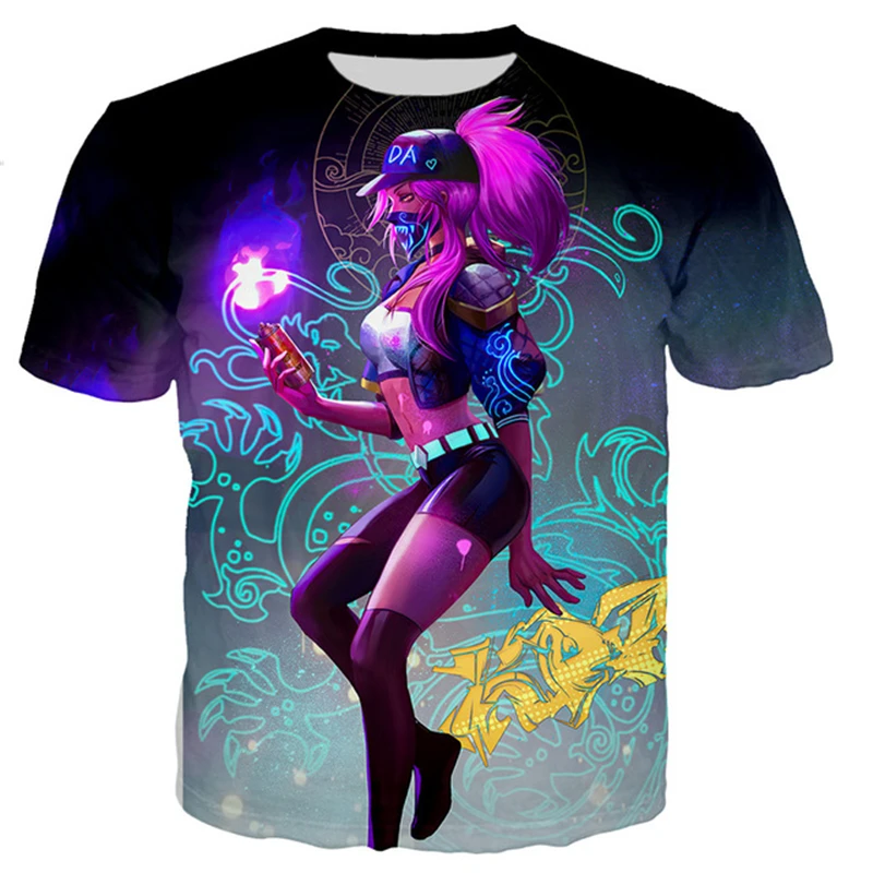 

League Of Legends Sexy Akali t shirt men/women 3D printed t-shirts casual Harajuku style tshirt streetwear tops dropshipping