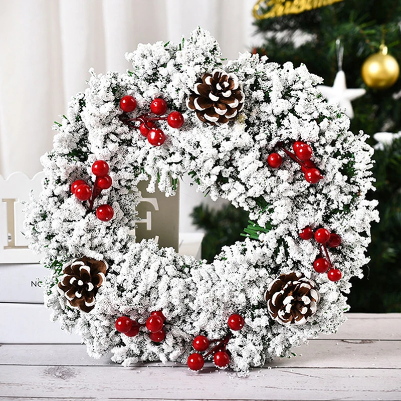 

30cm Christmas Wreath Artificial Front Door Window Garlands Oranments with Bowknot Merry Christmas Wreath Decorations