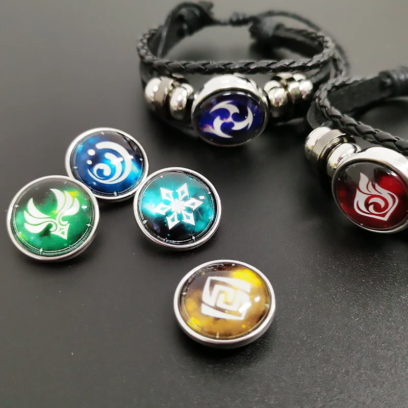 

Genshin-arma de impacto de ojo de Dios, juguete de Cosplay,Thunder, fuego, Roca,hielo, elemento luminoso, pulsera,joyas de Anime