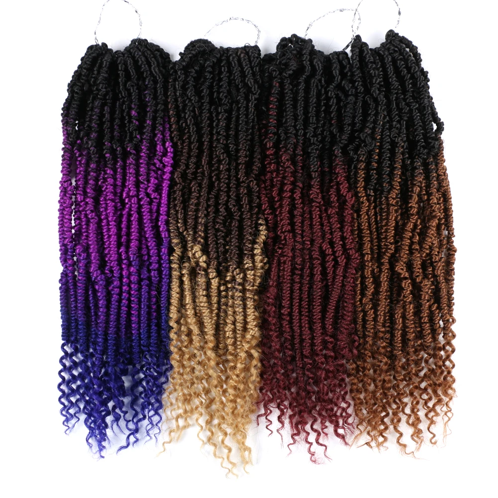 

Ombre Spring Passion Twist Crochet Hair Afro Bomb Twist Crochet Braids 14 " Pre-looped Synthetic Curly Braiding Hair Extensions