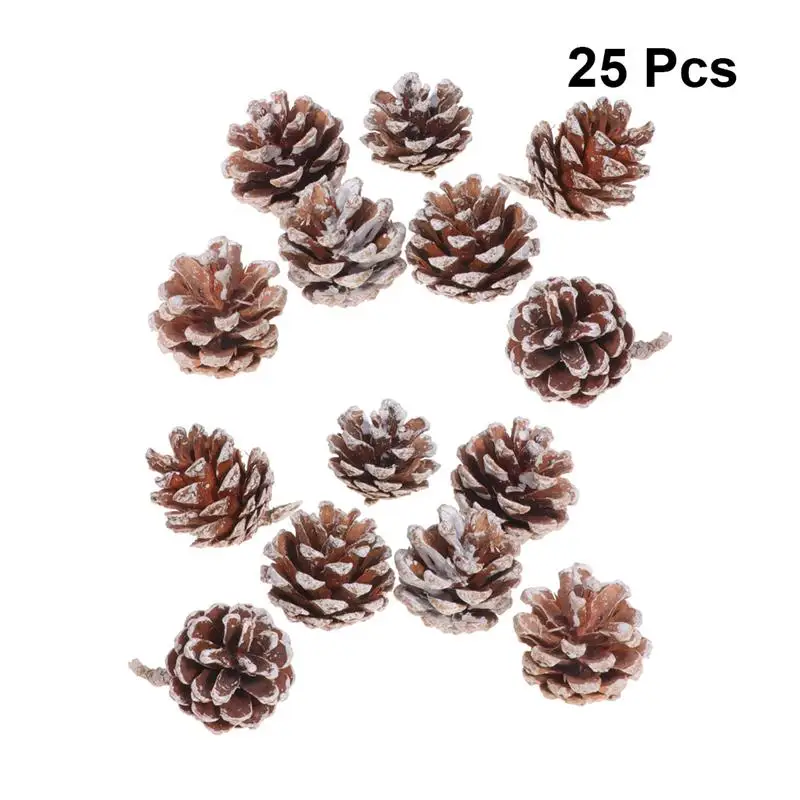 25 шт. сосновые шишки белый наконечник Pinecone Декор Рождественское дерево украшения