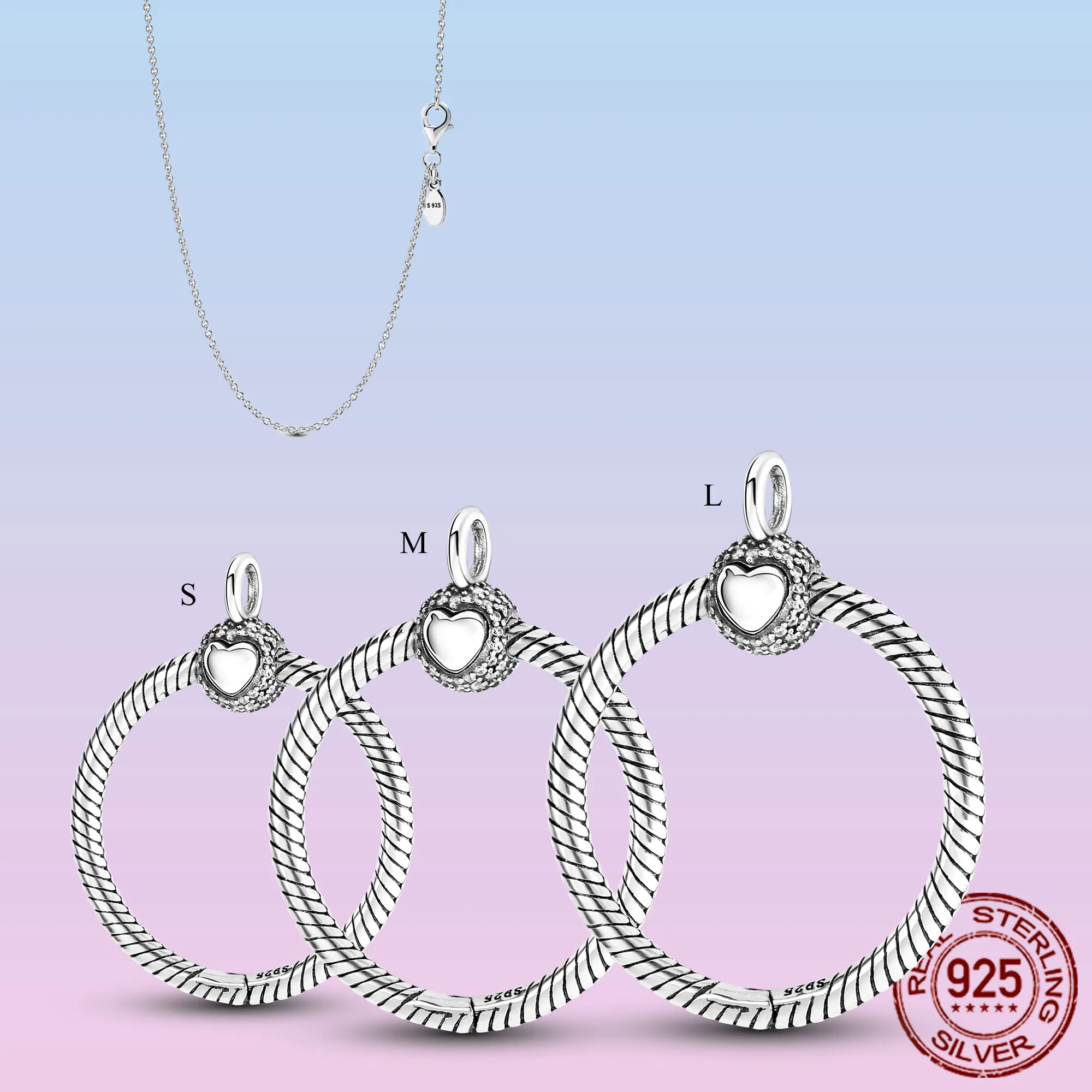 Минимализм серебро 925 пробы подвеска O Charm Fit Original ожерелье Pandora DIY для женщин