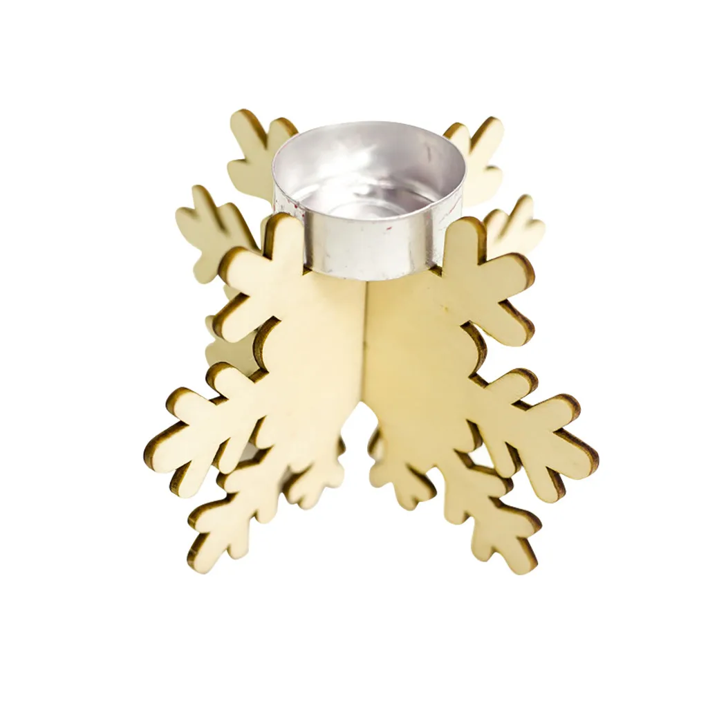 Подсвечник в форме снежинки деревянный Рождественский романтический подсвечник