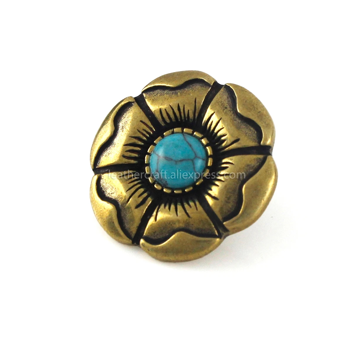 1 х Ретро латунный цветочный наконечник с заклепками классический модный дизайн