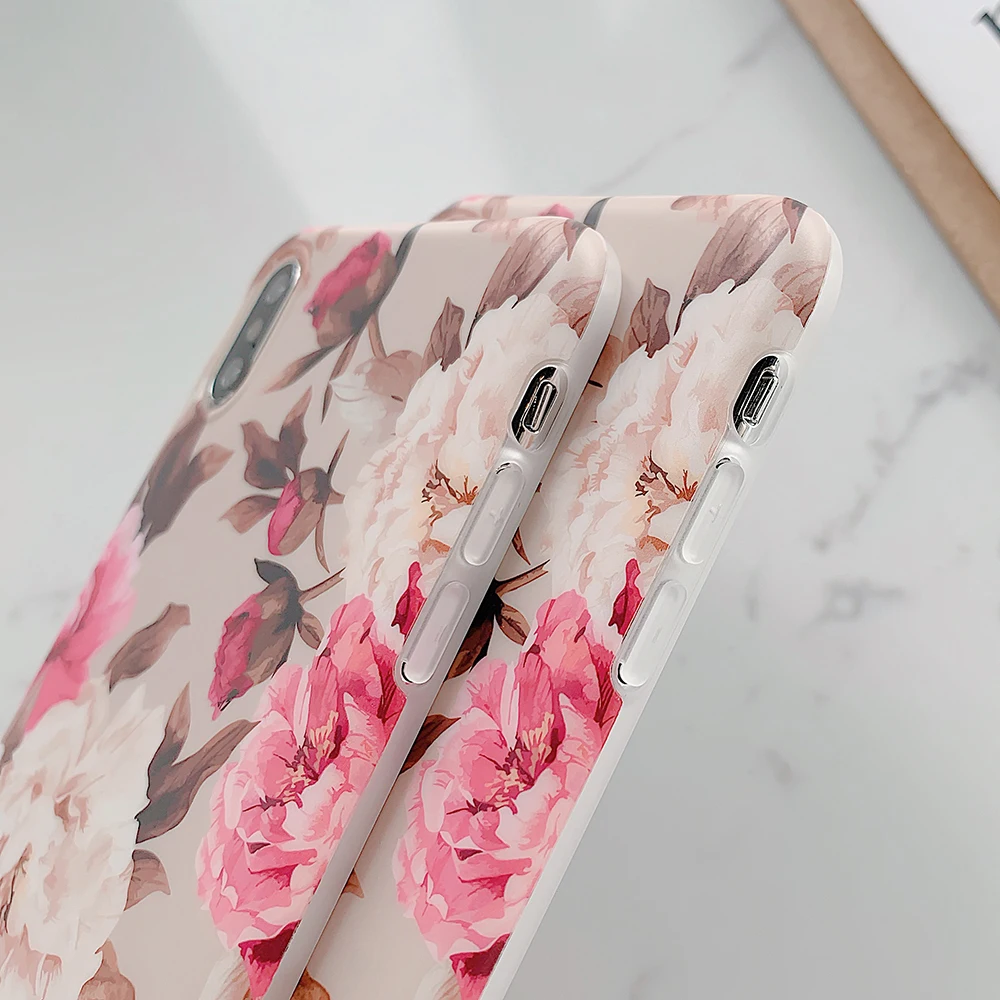 LOVECOM Ретро цветок лист стрейч держатель чехол для телефона для iPhone 11 Pro Max XR XS Max 7 8 6 Plus чехол мягкий IMD Телефон задняя крышка