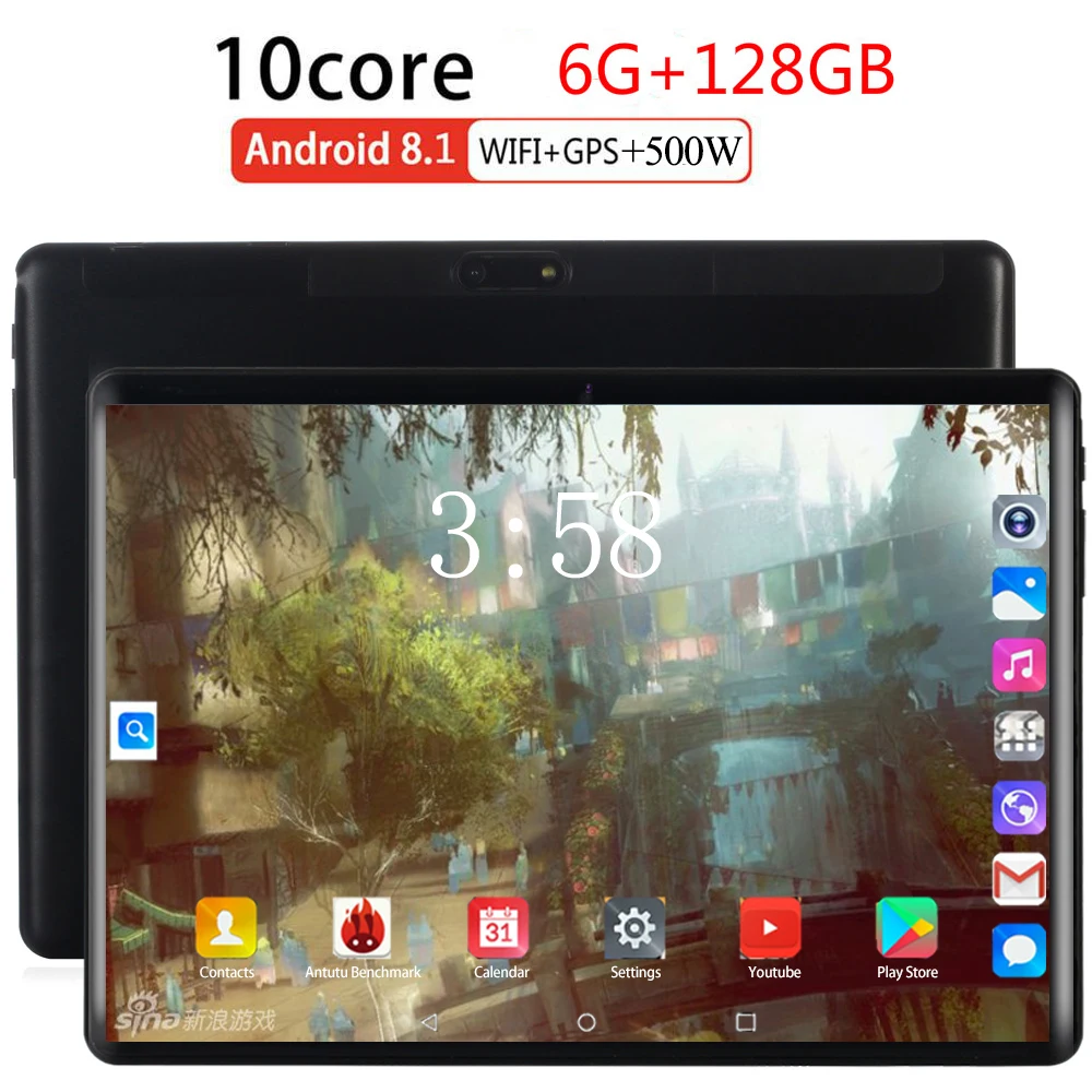 5000 мАч батарея Android 8 0 планшет 10 ядер 128 ГБ ROM 3G 4G LTE 1280 800 IPS 5.0MP SIM карта ips 2.5D