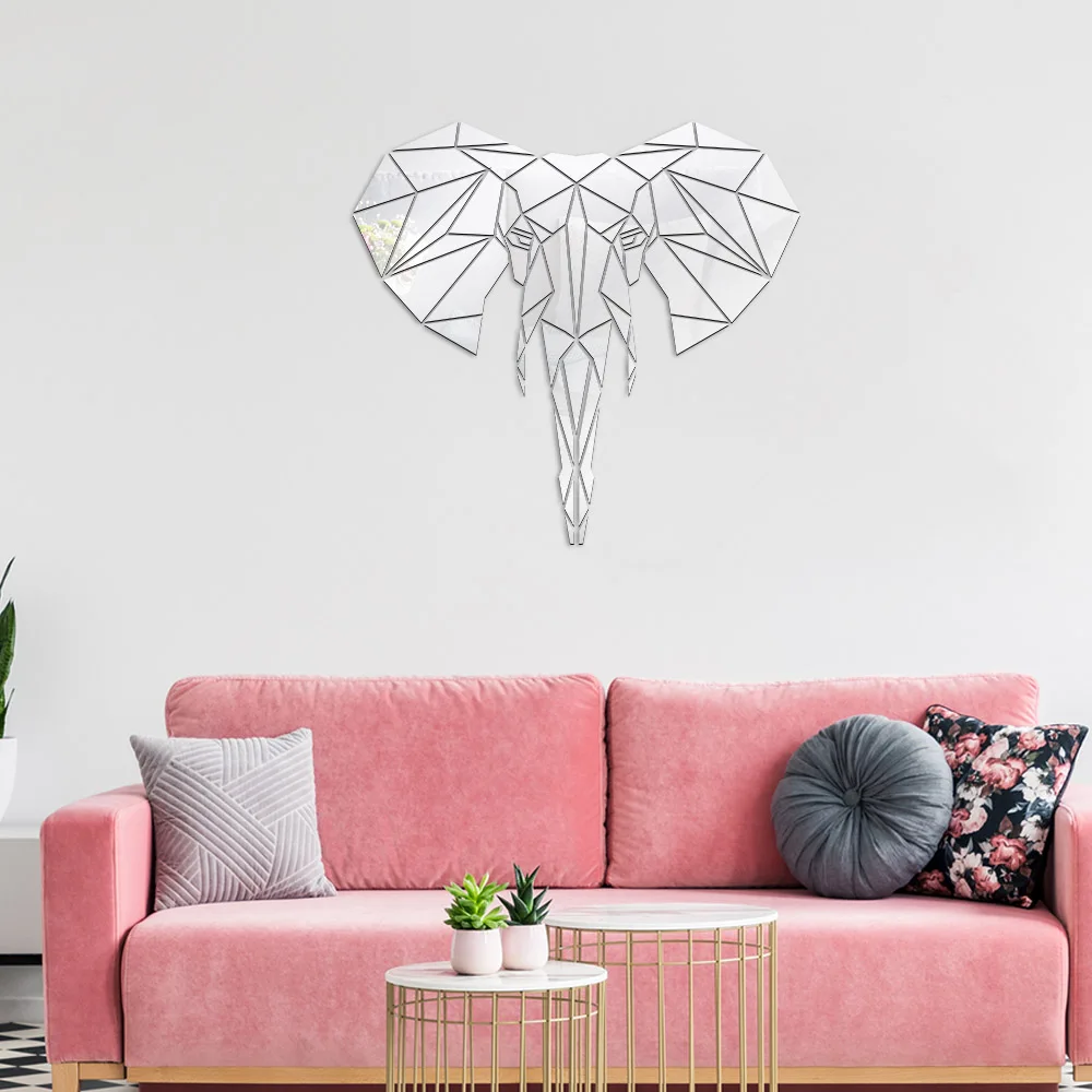 Акриловые зеркальные настенные наклейки в виде слона дикой природы животных