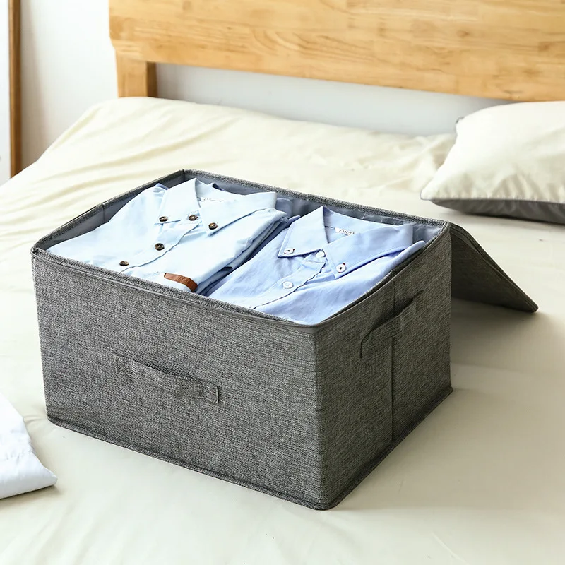 

Cotton And Liene Storage Box With Cap Clothes Socks Toy Snacks Sundries Oraganier Set S4S1052