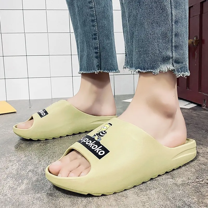 

New 2021 Summer Men Fish Mouth Slippers Couple Choes Print EVA Platform Slides Beach Outside/Indoor Footwear
