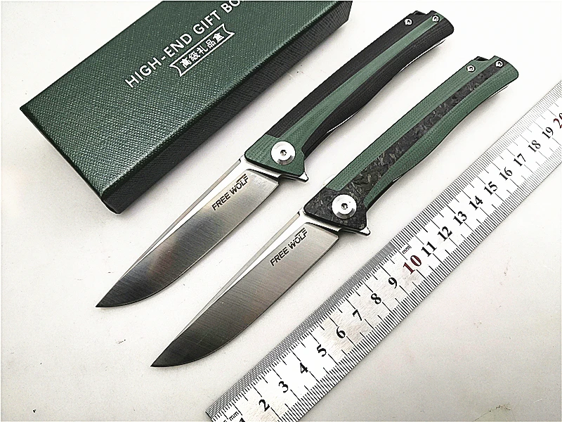 Складной нож Wolf D2 карманный клинок из стали EDC/G10/CF ручка на шарикоподшипнике для