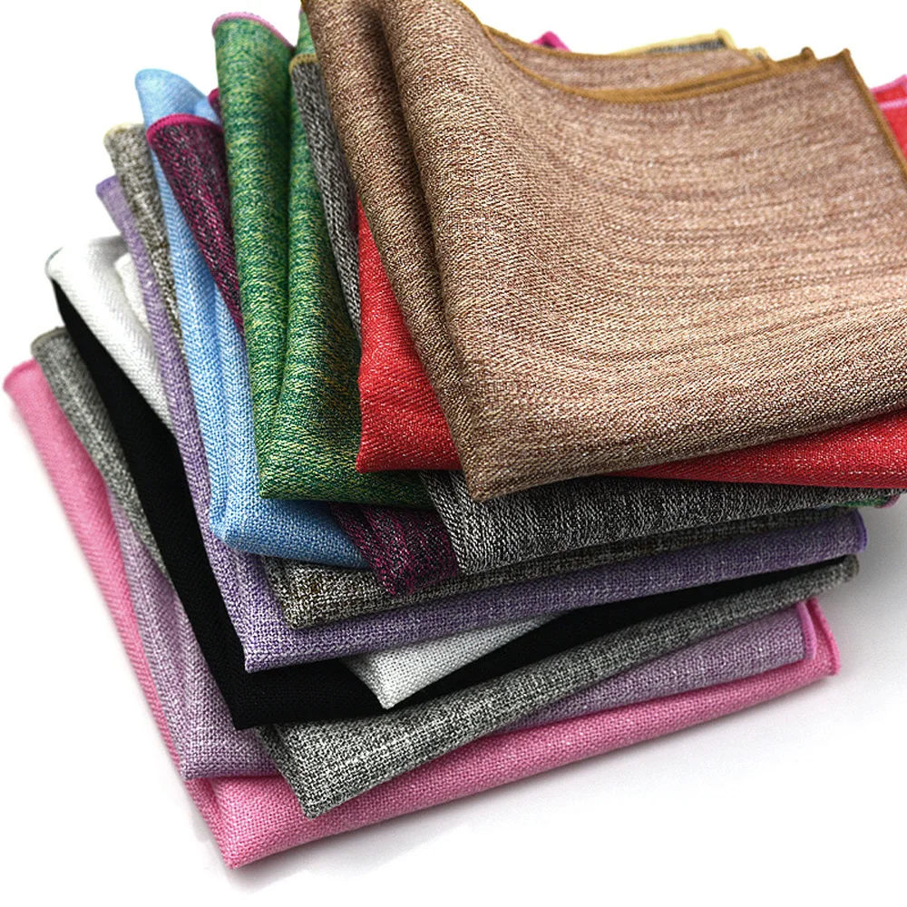 Мужские льняные хлопковые однотонные карманные квадратные носовые платки