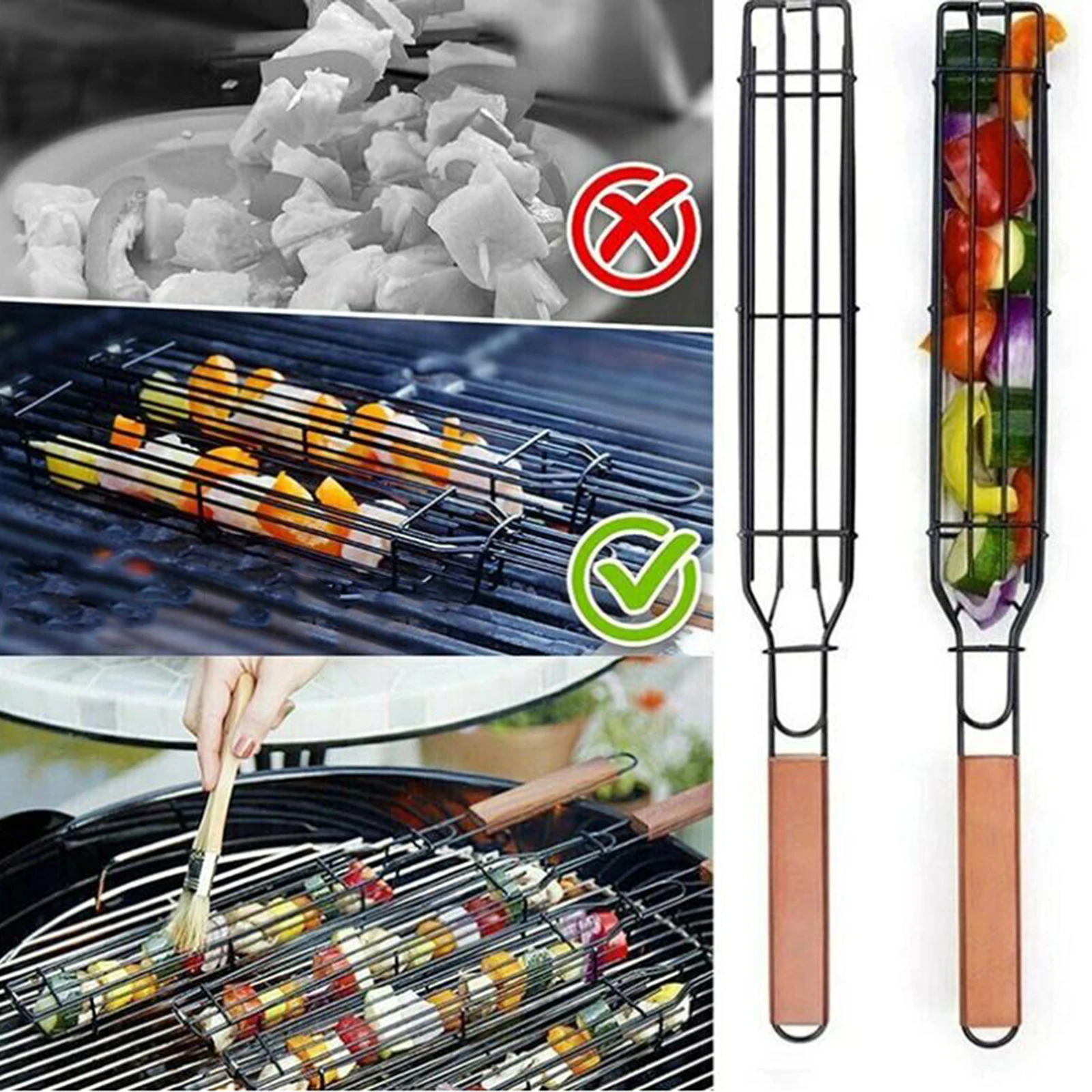 Антипригарная корзина для гриля Kabob овощей барбекю мяса лука рыбы курицы | Дом и