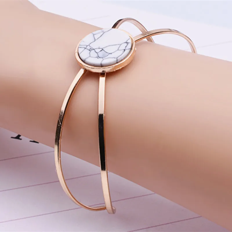 Богемный Стиль искусственный мраморный камень широкий Открытый браслет на