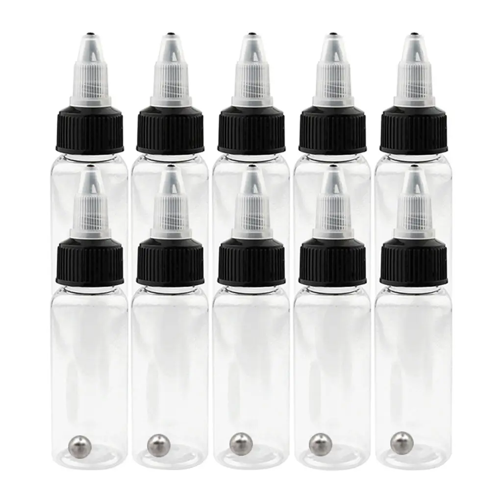 

5-10pcs 30/50/60/120/250ml Recyclable Clear Tattoo Airbrush Ink Pigment Bottles Empty Bottle Container For Tattoo Ink Color