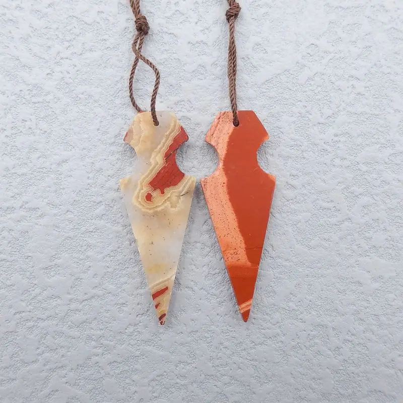 2 шт. натуральный камень красная речная яшма подвесные бусины ручной работы 43x16x4