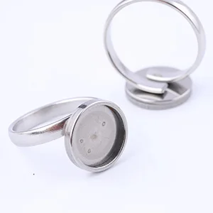 steel color Reidgaller 5 шт. из нержавеющей стали пустые Регулируемые кольца 12 мм Диаметр круглые стеклянные Кабошон Настройки diy для изготовления ювелирных изделий - Цвет: steel color