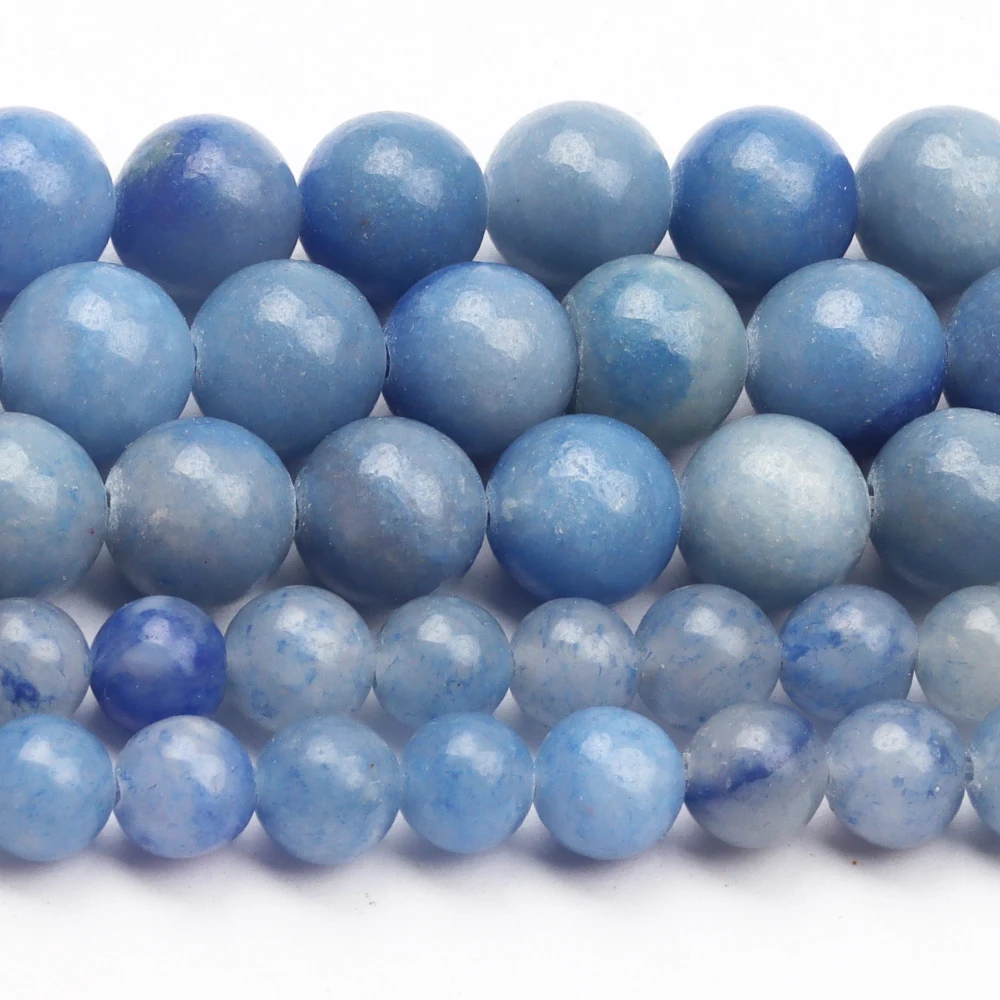 

Natural Stone Beads Round Smooth Loose Beads For DIY Jewelry Making Bracelet Natural Blue Aventurine Stone Beads
