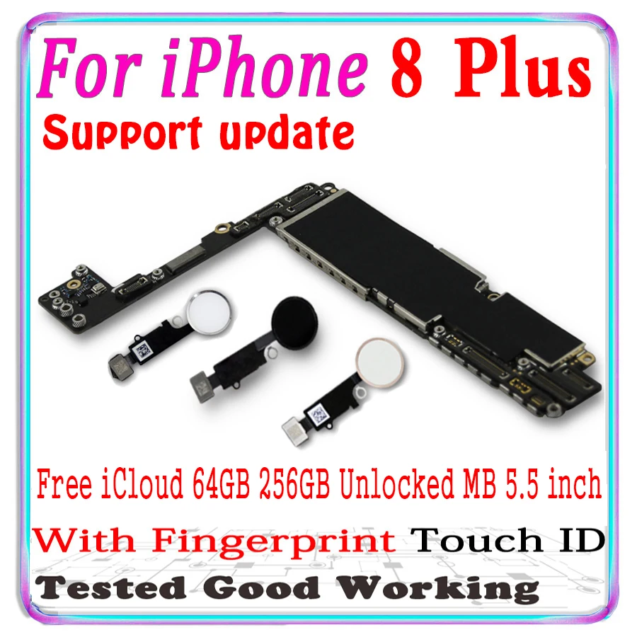 Материнская плата Clean iCloud для iphone 8 Plus с Touch ID 5 дюйма черная материнская wihte gold 64 Гб