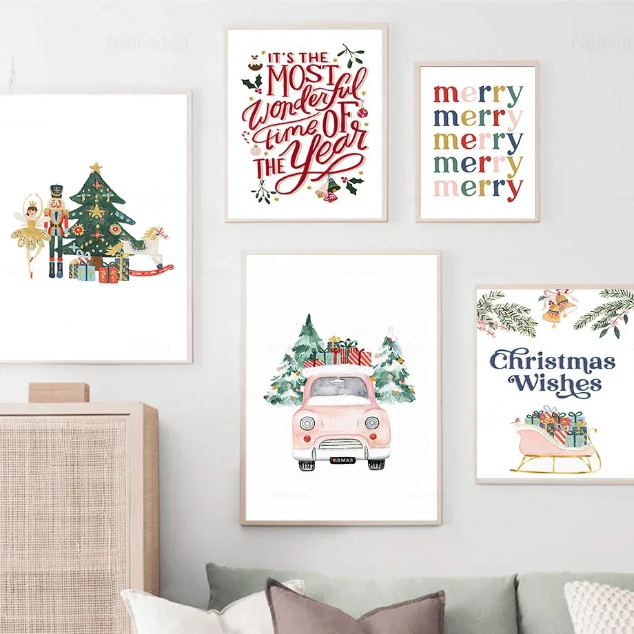 Картина на холсте с узором гайкера мультяшная Рождественская елка скандинавские