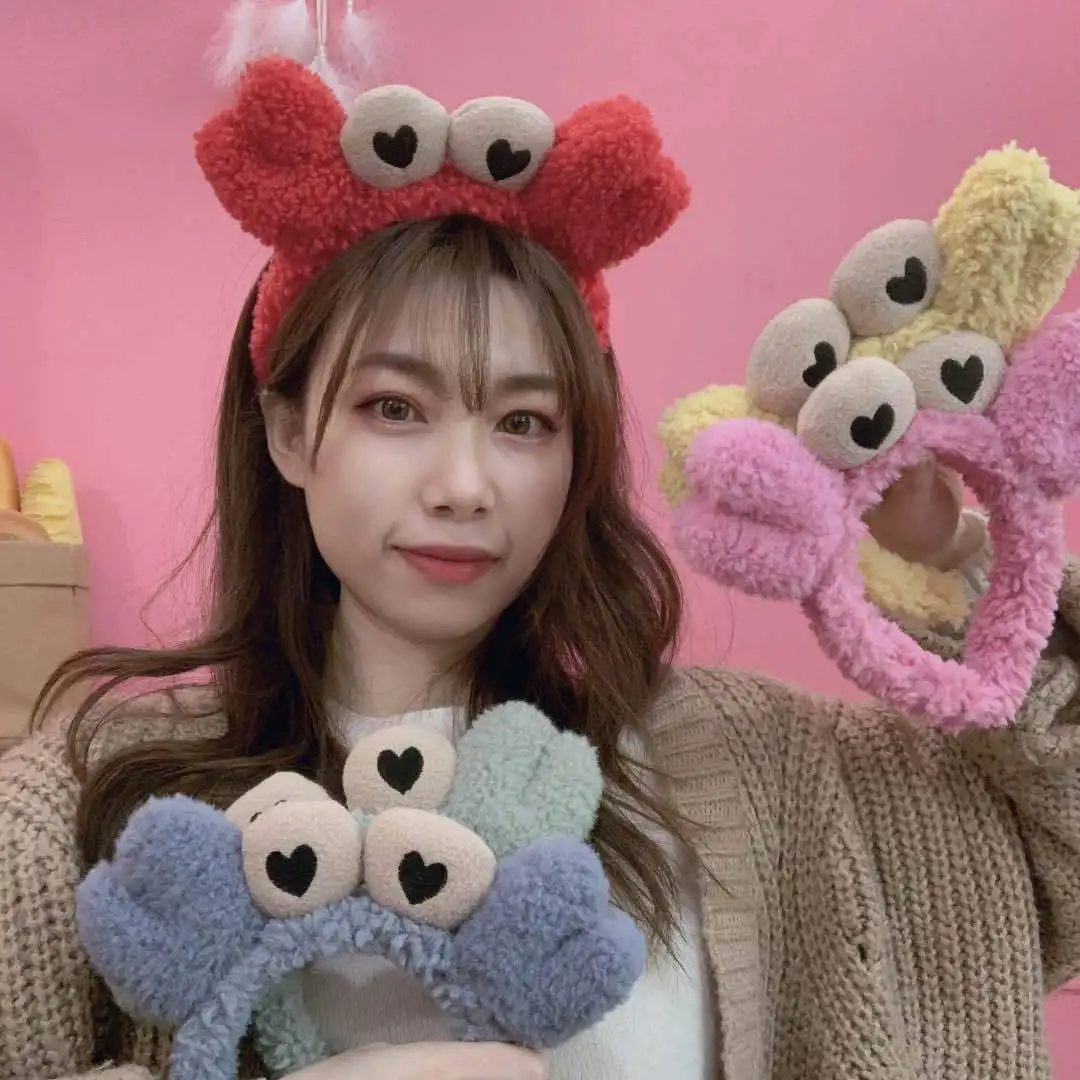 

Милые аксессуары для волос, повязка на голову с большим крабом для глаз, повязка на голову для взрослых, 6 цветов, FG114 TY01