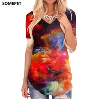 somepet colorful t shirt women galaxy t shirts 3d nebula v neck tshirt space tshirts printed womens clothing summer cool new