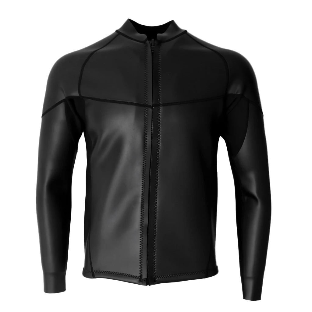 

Men's 2mm Black Neoprene Wetsuit Top Jacket Smooth Skin for Diving Surfing S-XXXL All Sizes