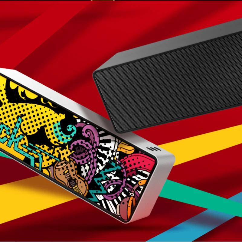 F2 мини граффити искусство Bluetooth динамик 2000 мАч большой аккумулятор сабвуфер кожа