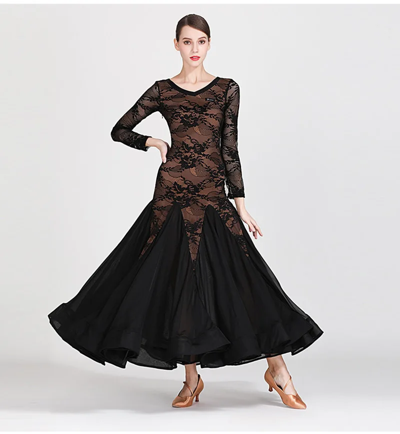 Взрослые стандартные платья для бальных танцев высокое качество кружевная