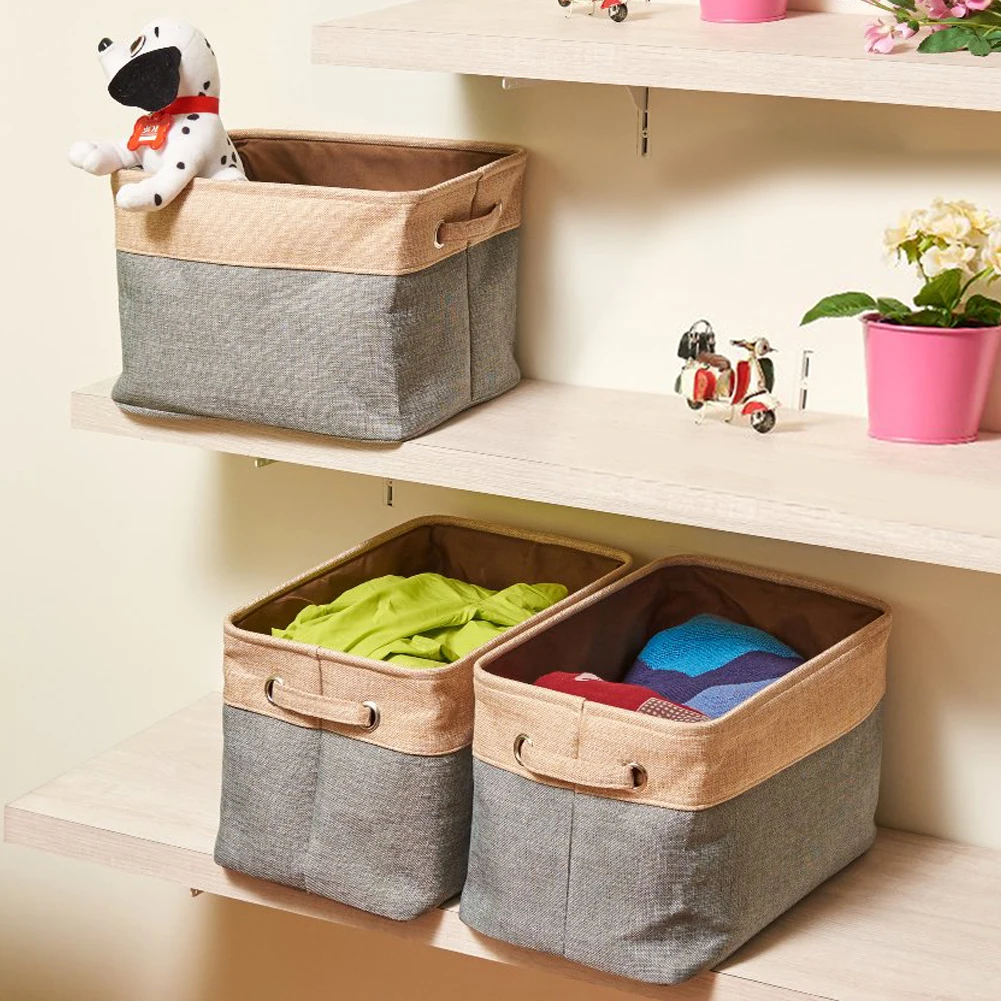 Большая складная корзина из хлопка и льна с ручками для семьи используется