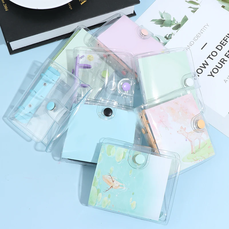 

Transparent Notebook Ring Binder Mini Loose-leaf Hand Book Student Portable Notebook ring binder Kawaii School Supplies